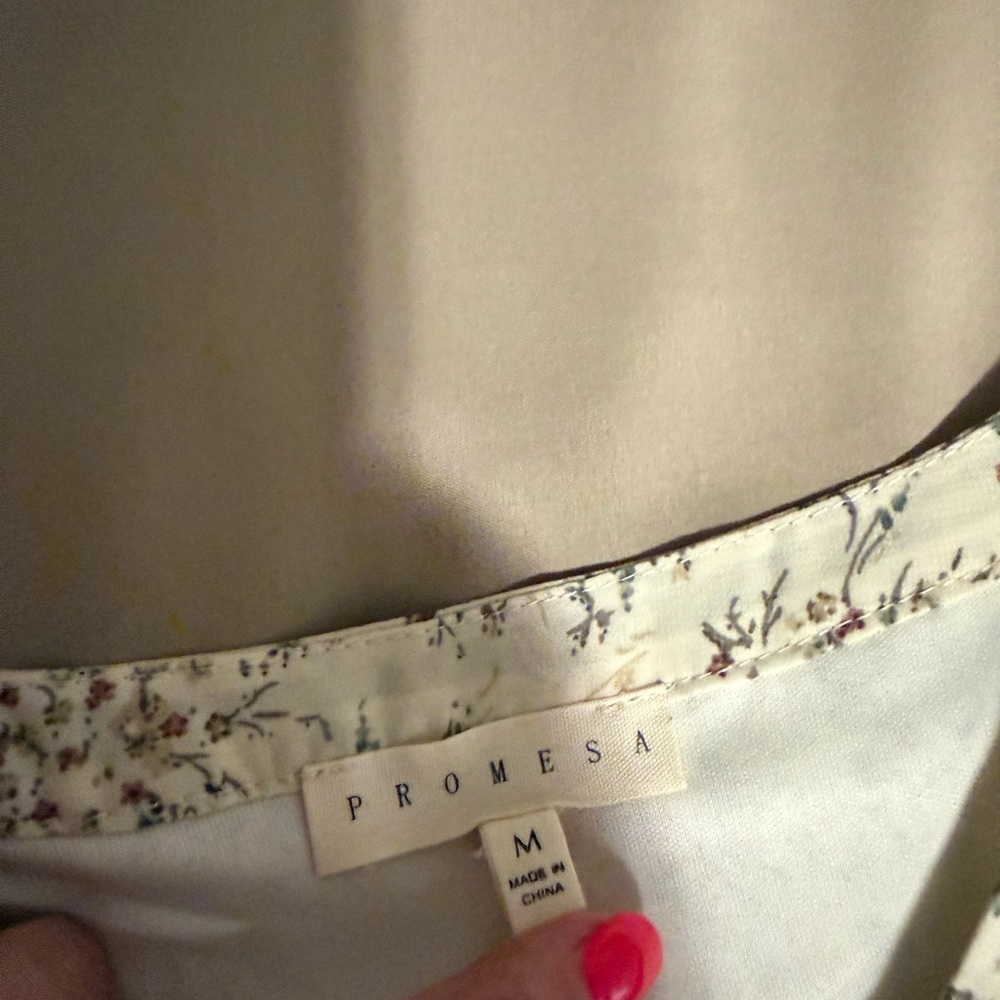 Cream Floral Print Long Sleeve‎ Mini Dress size M - Picture 10 of 16